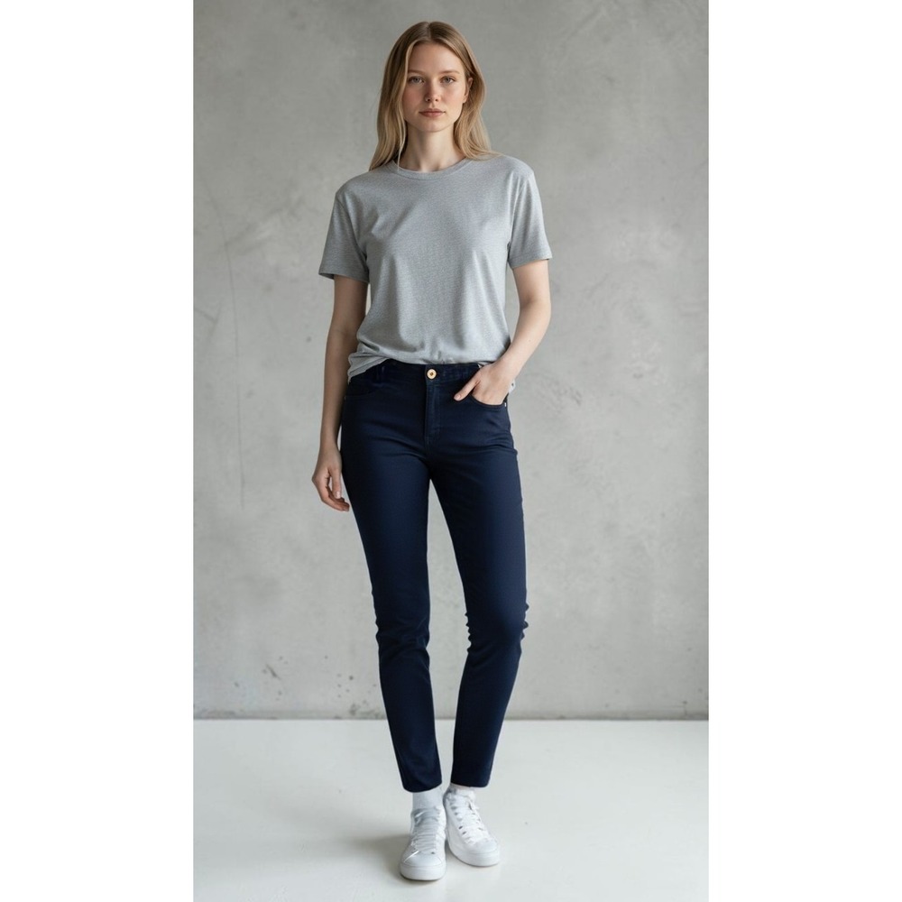Banana Republic Women 24P Academia Subtle Sateen Finish Luxe Cotton Pants Blue